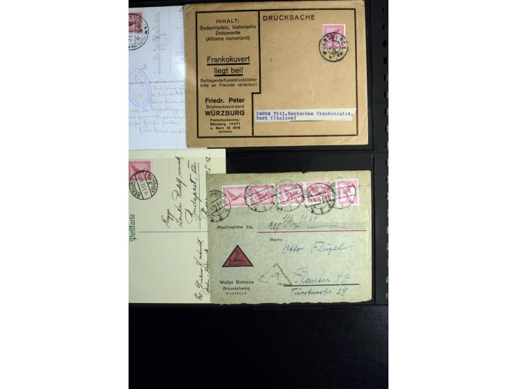 1923/1932, umfangreiche Sammlung mit einigen hundert Briefen und Karten mit vielen besseren Einzel- und Mehrfachfrankaturen, 