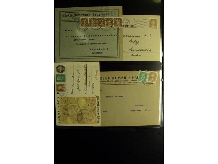 1923/1932, umfangreiche Sammlung mit einigen hundert Briefen und Karten mit vielen besseren Einzel- und Mehrfachfrankaturen, 
