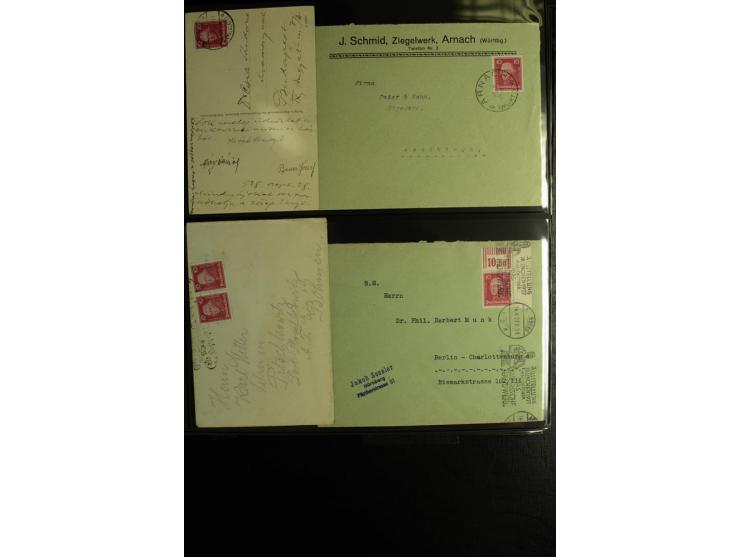 1923/1932, umfangreiche Sammlung mit einigen hundert Briefen und Karten mit vielen besseren Einzel- und Mehrfachfrankaturen, 