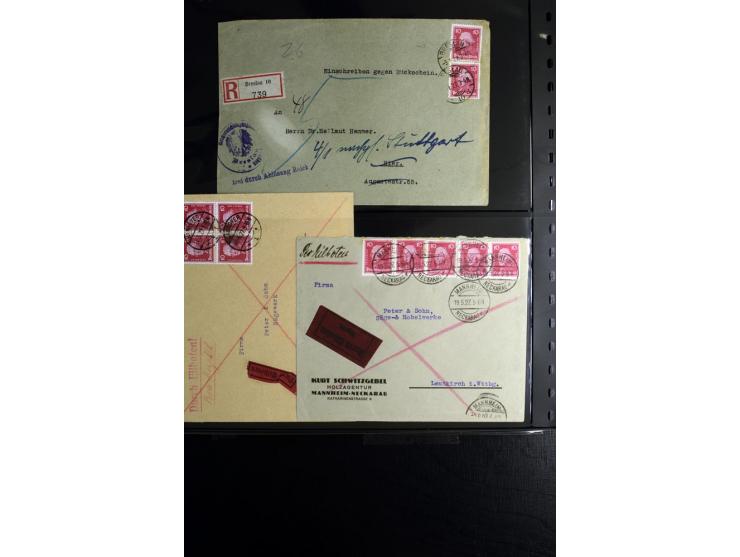 1923/1932, umfangreiche Sammlung mit einigen hundert Briefen und Karten mit vielen besseren Einzel- und Mehrfachfrankaturen, 