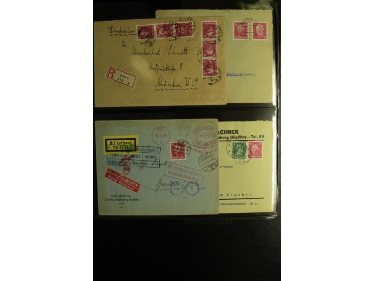 1923/1932, umfangreiche Sammlung mit einigen hundert Briefen und Karten mit vielen besseren Einzel- und Mehrfachfrankaturen, 