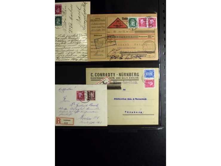 1923/1932, umfangreiche Sammlung mit einigen hundert Briefen und Karten mit vielen besseren Einzel- und Mehrfachfrankaturen, 