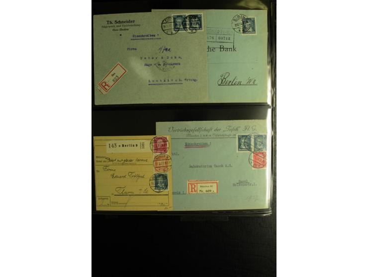1923/1932, umfangreiche Sammlung mit einigen hundert Briefen und Karten mit vielen besseren Einzel- und Mehrfachfrankaturen, 