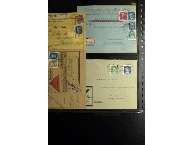 1923/1932, umfangreiche Sammlung mit einigen hundert Briefen und Karten mit vielen besseren Einzel- und Mehrfachfrankaturen, 
