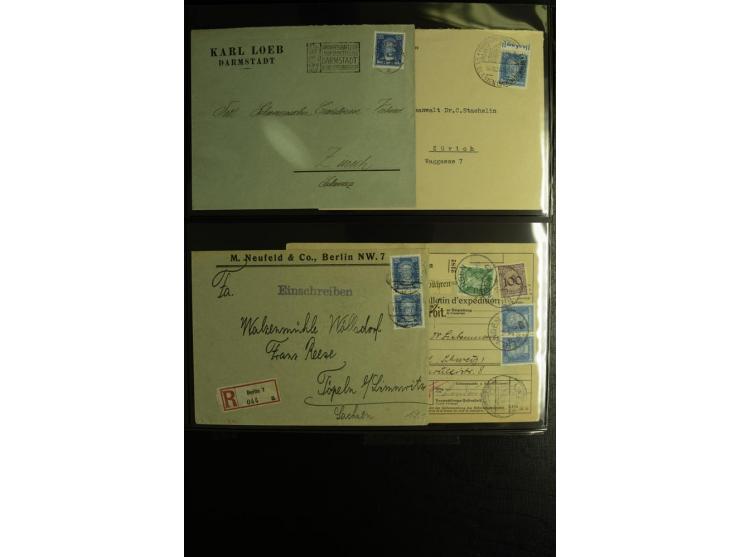1923/1932, umfangreiche Sammlung mit einigen hundert Briefen und Karten mit vielen besseren Einzel- und Mehrfachfrankaturen, 