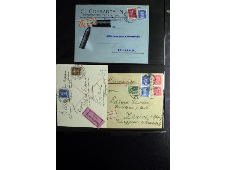 1923/1932, umfangreiche Sammlung mit einigen hundert Briefen und Karten mit vielen besseren Einzel- und Mehrfachfrankaturen, 