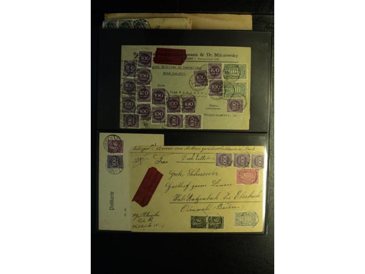 1923, interessante Sammlung "Hochinflation" mit einigen hundert Briefen und Karten, dabei Einzel- und Mehrfachfrankaturen mit