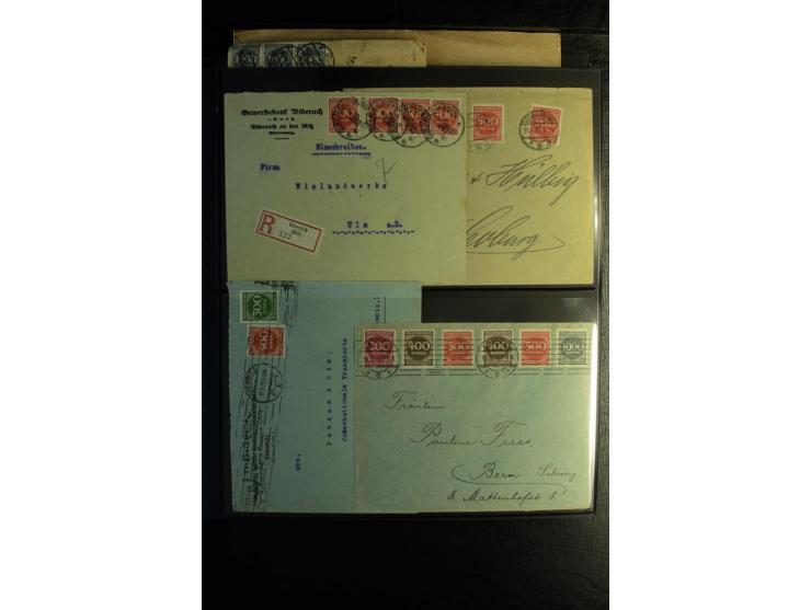 1923, interessante Sammlung "Hochinflation" mit einigen hundert Briefen und Karten, dabei Einzel- und Mehrfachfrankaturen mit