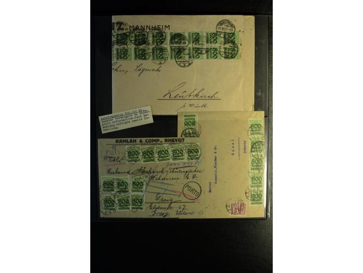 1923, interessante Sammlung "Hochinflation" mit einigen hundert Briefen und Karten, dabei Einzel- und Mehrfachfrankaturen mit