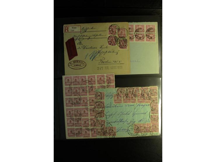 1923, interessante Sammlung "Hochinflation" mit einigen hundert Briefen und Karten, dabei Einzel- und Mehrfachfrankaturen mit