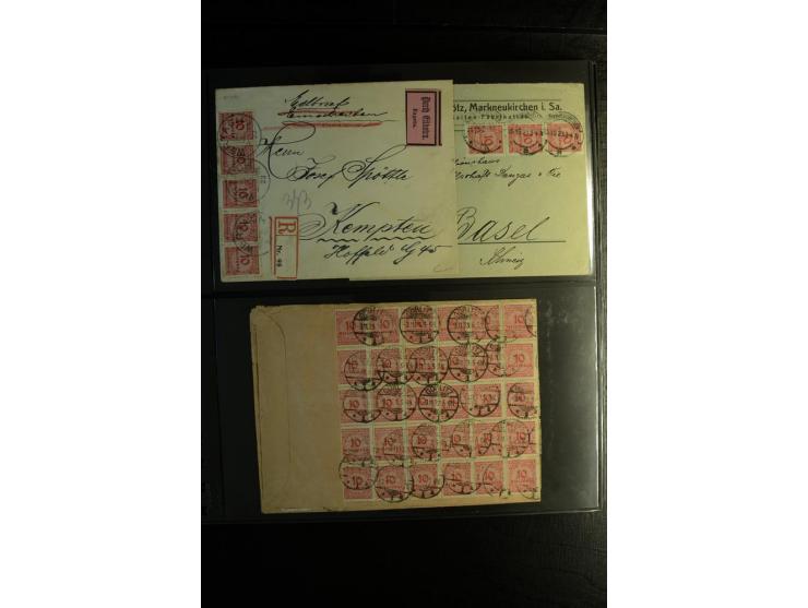 1923, interessante Sammlung "Hochinflation" mit einigen hundert Briefen und Karten, dabei Einzel- und Mehrfachfrankaturen mit