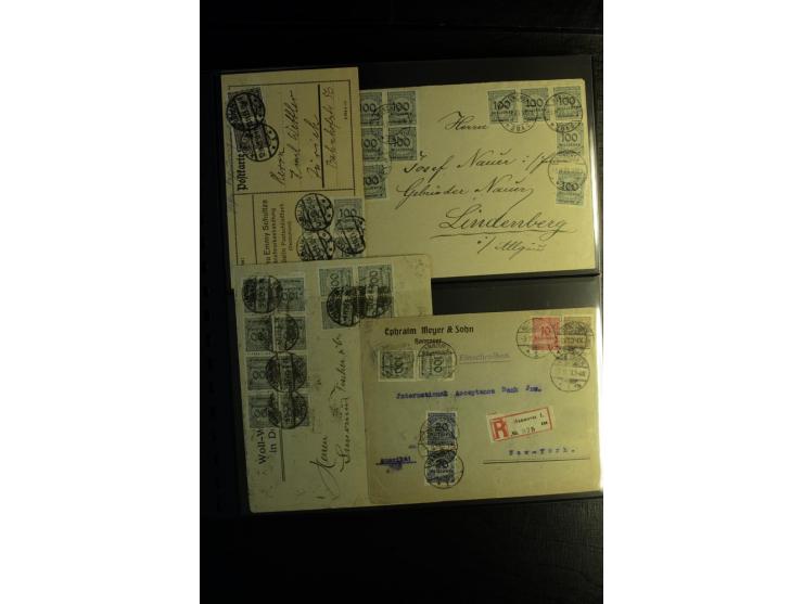 1923, interessante Sammlung "Hochinflation" mit einigen hundert Briefen und Karten, dabei Einzel- und Mehrfachfrankaturen mit