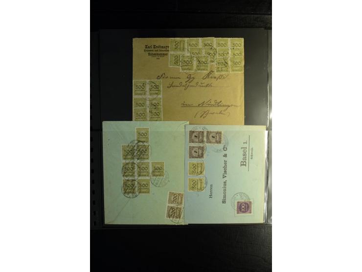 1923, interessante Sammlung "Hochinflation" mit einigen hundert Briefen und Karten, dabei Einzel- und Mehrfachfrankaturen mit