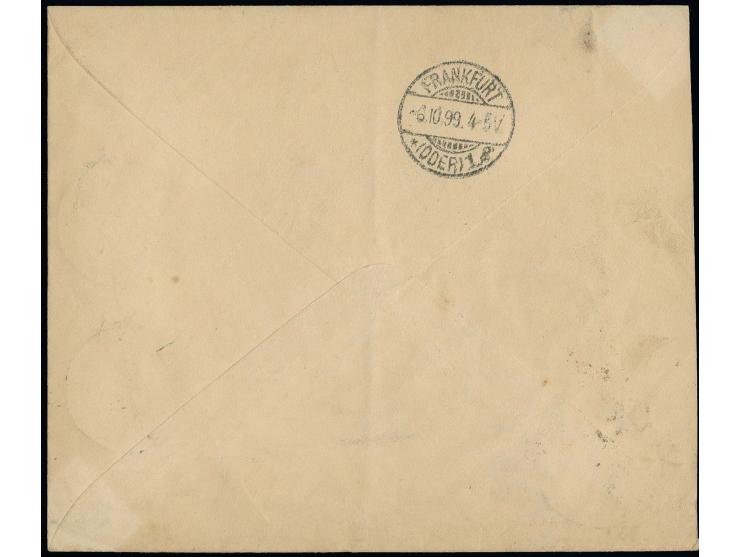  "Czerniewice", provisional white label on registered postal stationary 7 k. blue with additional franking, addressed to Fran