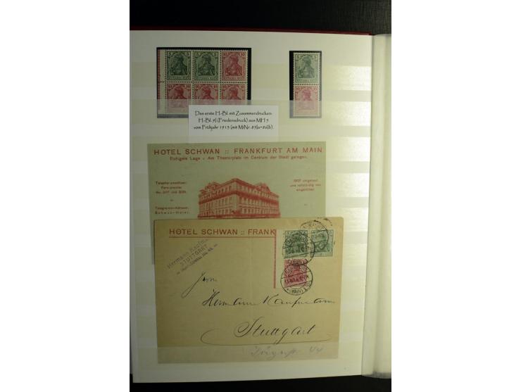 1911/1921, interessante Sammlung der Germania-Zusammendrucke inkl. einiger Heftchblätter mit etlichen besseren Stücken, diver