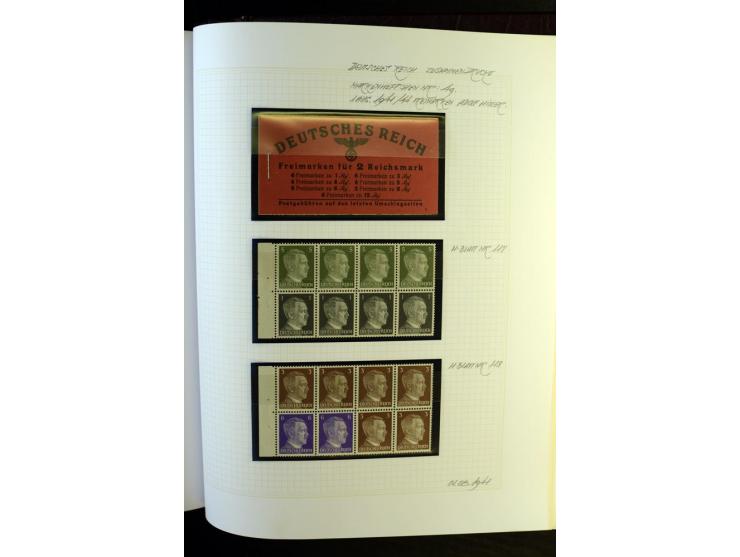 1933/41, postfrische, ungebrauchte und gestempelte Sammlung, dabei Heftchenblätter, leere Markenheftchen-Deckel, Briefe und K