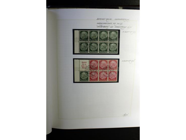 1933/41, postfrische, ungebrauchte und gestempelte Sammlung, dabei Heftchenblätter, leere Markenheftchen-Deckel, Briefe und K