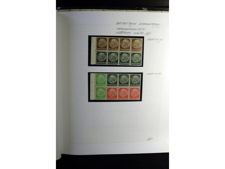 1933/41, postfrische, ungebrauchte und gestempelte Sammlung, dabei Heftchenblätter, leere Markenheftchen-Deckel, Briefe und K