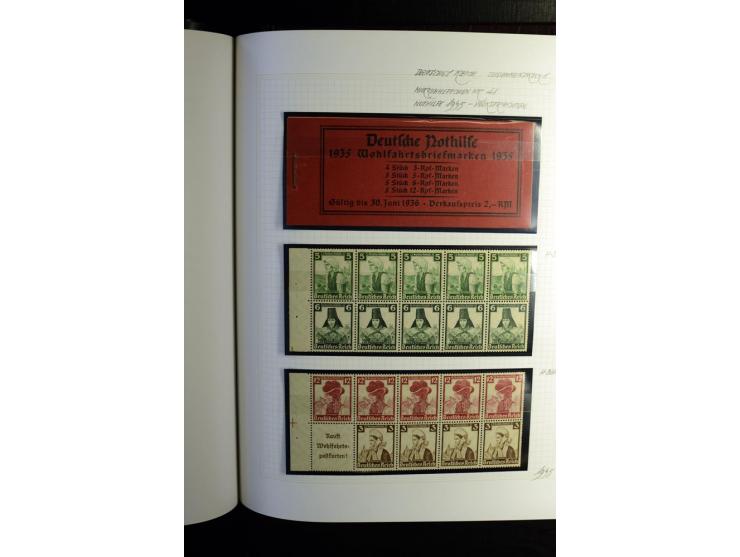 1933/41, postfrische, ungebrauchte und gestempelte Sammlung, dabei Heftchenblätter, leere Markenheftchen-Deckel, Briefe und K