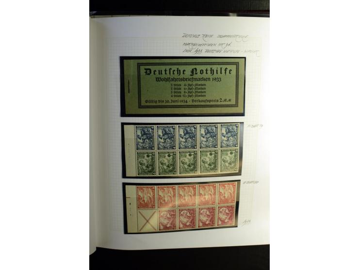 1933/41, postfrische, ungebrauchte und gestempelte Sammlung, dabei Heftchenblätter, leere Markenheftchen-Deckel, Briefe und K