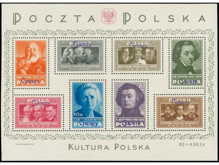 Culture souvenir sheet (margins reduced in size) with handstamp in type 23A, unmounted mint, certificate Wezranowski
