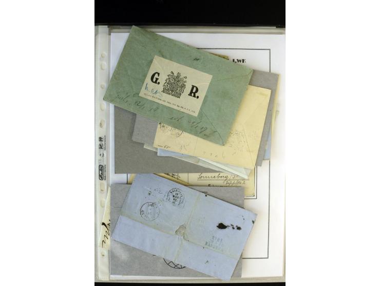 1842/1917, interessante Partie mit 23 Briefen und Karten ab früher Dampfschiffahrt bis Marineschiffspost mit Interniertenpost