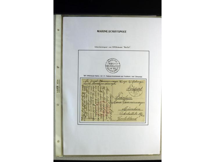 1842/1917, interessante Partie mit 23 Briefen und Karten ab früher Dampfschiffahrt bis Marineschiffspost mit Interniertenpost