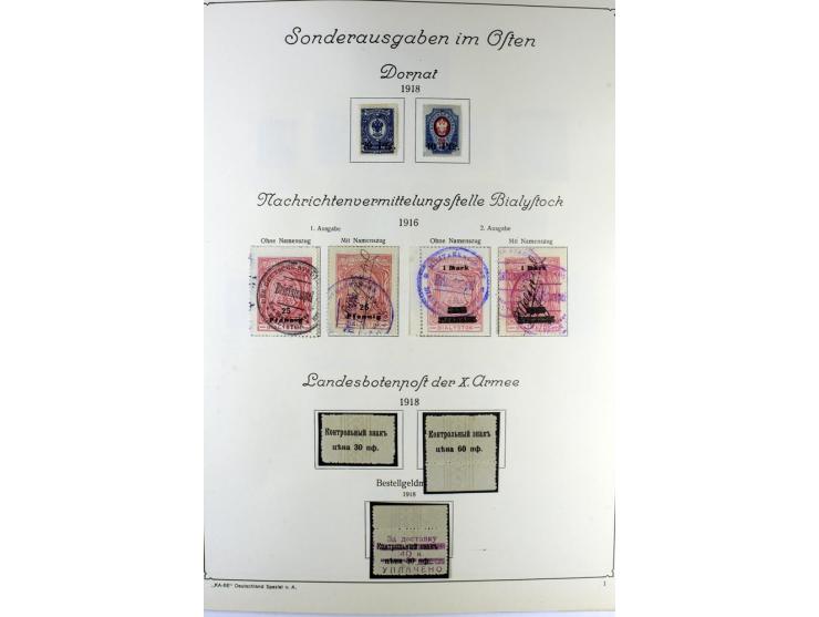1914/22, ungebrauchte und gestempelte Sammlung mit u.a. Bialystok Mi.-Nr. 1I+II, 2I+II, Landespost der 10. Armee Mi.-Nr. 1-3,