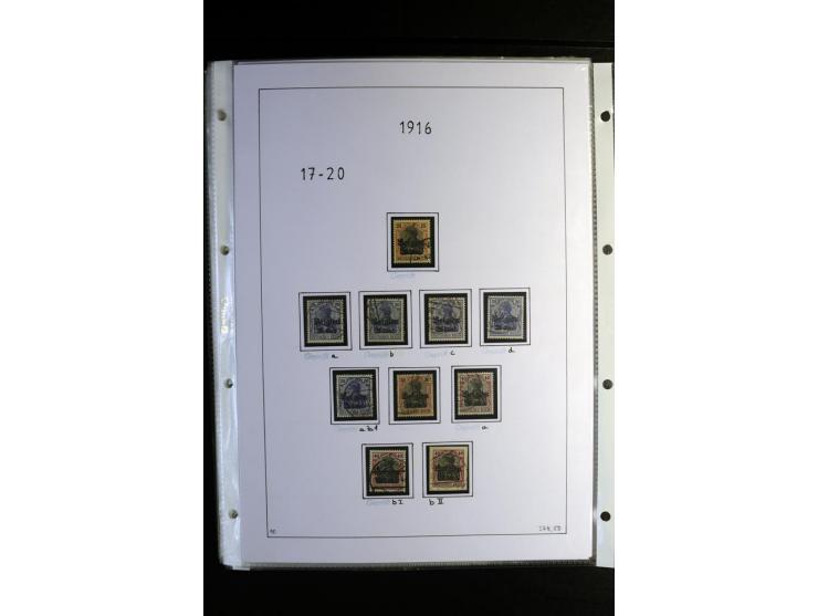 1914/18, gestempelte Sammlung mit u.a. Belgien Mi.-Nr. 9PFI, 11b, 13bI+II, 16bI, 18c, 20bI, 24IB, Etappe West Mi.-Nr. 12Ba (F
