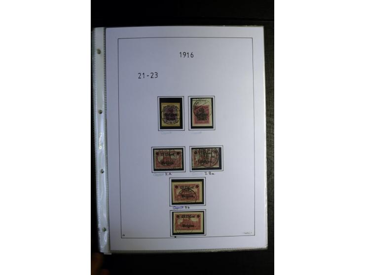 1914/18, gestempelte Sammlung mit u.a. Belgien Mi.-Nr. 9PFI, 11b, 13bI+II, 16bI, 18c, 20bI, 24IB, Etappe West Mi.-Nr. 12Ba (F