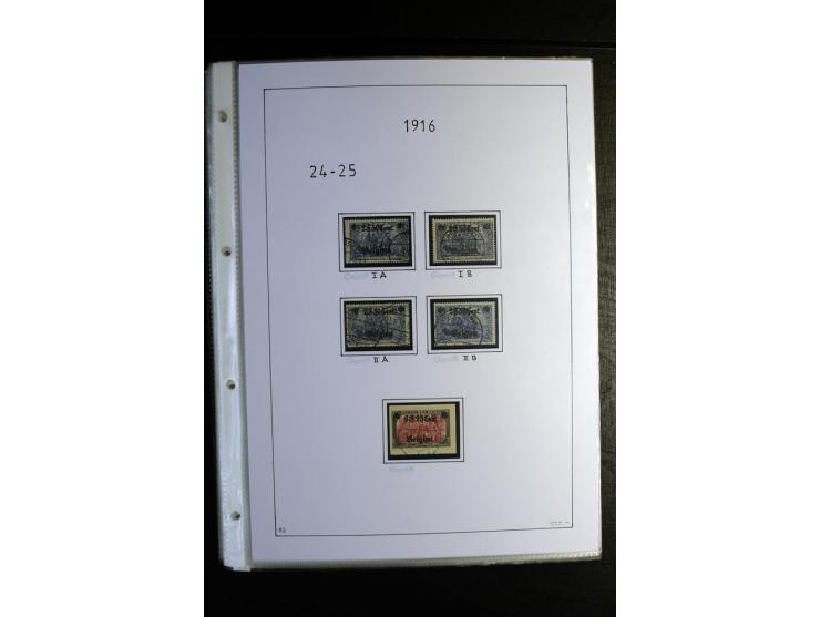 1914/18, gestempelte Sammlung mit u.a. Belgien Mi.-Nr. 9PFI, 11b, 13bI+II, 16bI, 18c, 20bI, 24IB, Etappe West Mi.-Nr. 12Ba (F