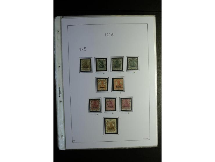 1914/18, gestempelte Sammlung mit u.a. Belgien Mi.-Nr. 9PFI, 11b, 13bI+II, 16bI, 18c, 20bI, 24IB, Etappe West Mi.-Nr. 12Ba (F