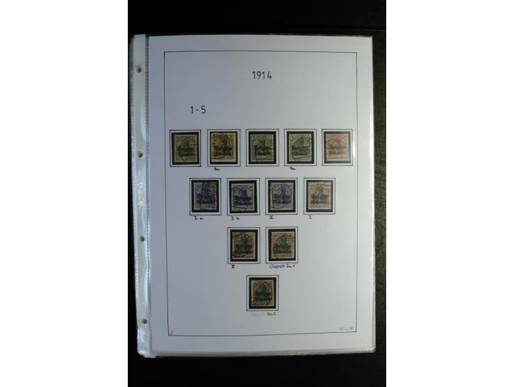 1914/18, gestempelte Sammlung mit u.a. Belgien Mi.-Nr. 9PFI, 11b, 13bI+II, 16bI, 18c, 20bI, 24IB, Etappe West Mi.-Nr. 12Ba (F