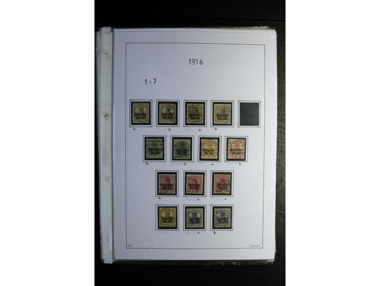 1914/18, gestempelte Sammlung mit u.a. Belgien Mi.-Nr. 9PFI, 11b, 13bI+II, 16bI, 18c, 20bI, 24IB, Etappe West Mi.-Nr. 12Ba (F