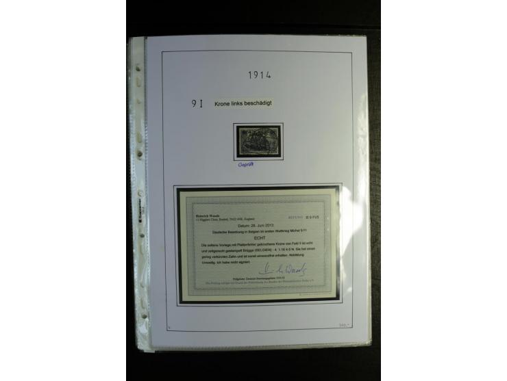 1914/18, gestempelte Sammlung mit u.a. Belgien Mi.-Nr. 9PFI, 11b, 13bI+II, 16bI, 18c, 20bI, 24IB, Etappe West Mi.-Nr. 12Ba (F