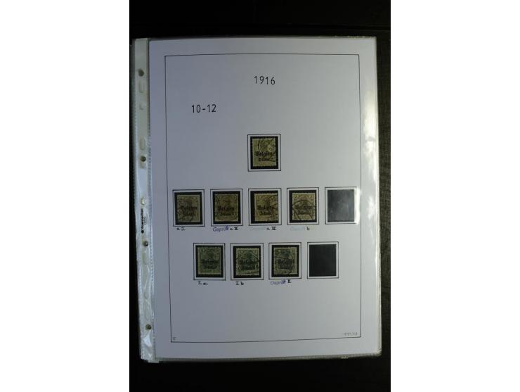 1914/18, gestempelte Sammlung mit u.a. Belgien Mi.-Nr. 9PFI, 11b, 13bI+II, 16bI, 18c, 20bI, 24IB, Etappe West Mi.-Nr. 12Ba (F