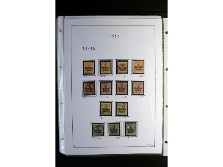 1914/18, gestempelte Sammlung mit u.a. Belgien Mi.-Nr. 9PFI, 11b, 13bI+II, 16bI, 18c, 20bI, 24IB, Etappe West Mi.-Nr. 12Ba (F