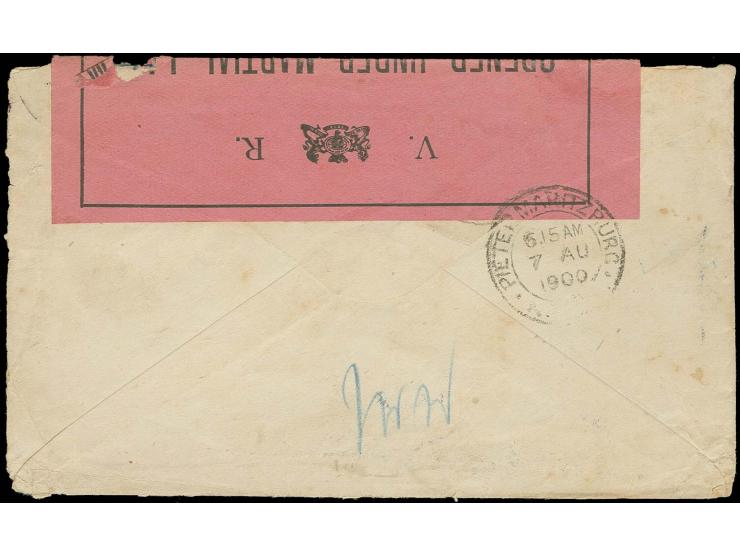 1898, King Carlos I 25 r. blue and black, 4 single stamp tied by blue cds. "LOURENCO MARQUES...JUL.00" to cover to Moritzburg