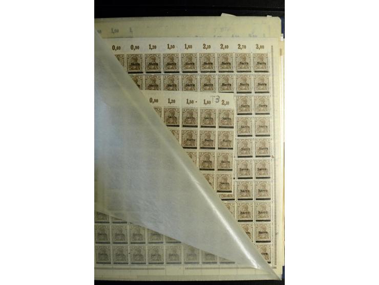 1920, postfrischer Bestand ex Mi.-Nr. 1-15, dabei Bogen, Bogenteile und Einheiten, u.a. Mi.-Nr. 12bII Bogen, Fototattest Brau