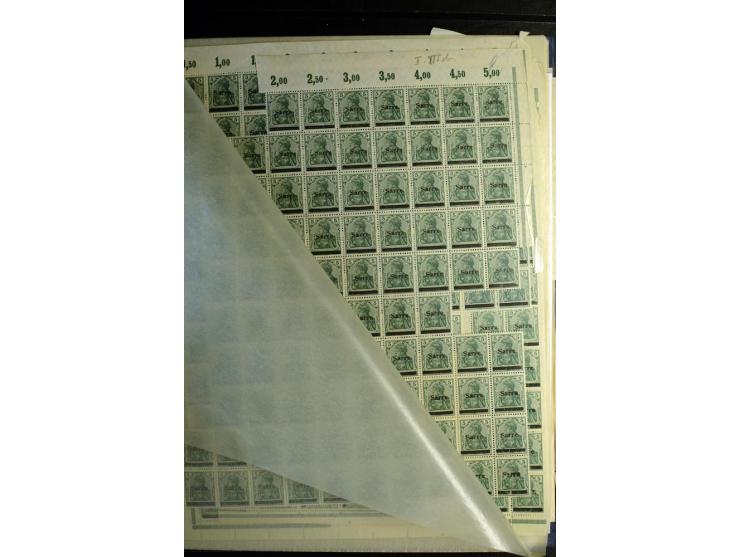 1920, postfrischer Bestand ex Mi.-Nr. 1-15, dabei Bogen, Bogenteile und Einheiten, u.a. Mi.-Nr. 12bII Bogen, Fototattest Brau