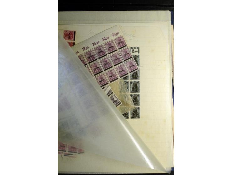 1920, postfrischer Bestand ex Mi.-Nr. 1-15, dabei Bogen, Bogenteile und Einheiten, u.a. Mi.-Nr. 12bII Bogen, Fototattest Brau