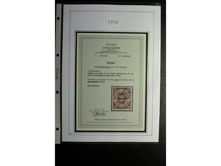1920/39, gestempelte reichhaltige Sammlung mit u.a. Mi.-Nr. 2a, 9b, 22b, 28II (Attest), 32-40a+b, 41-46I+II, 86X (Mängel FKB)