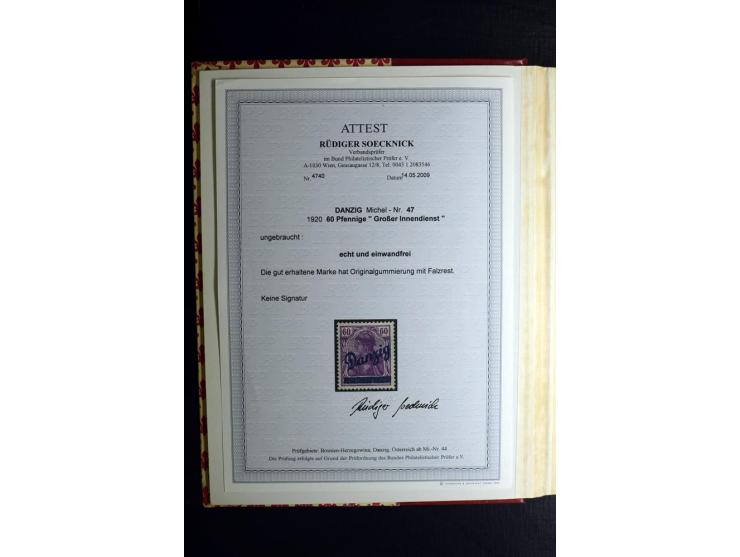 1920/39, postfrische und ungebrauchte Sammlung mit Mi.-Nr. 32-40 und 47-49, 4 Fotoatteste Soecknick BPP