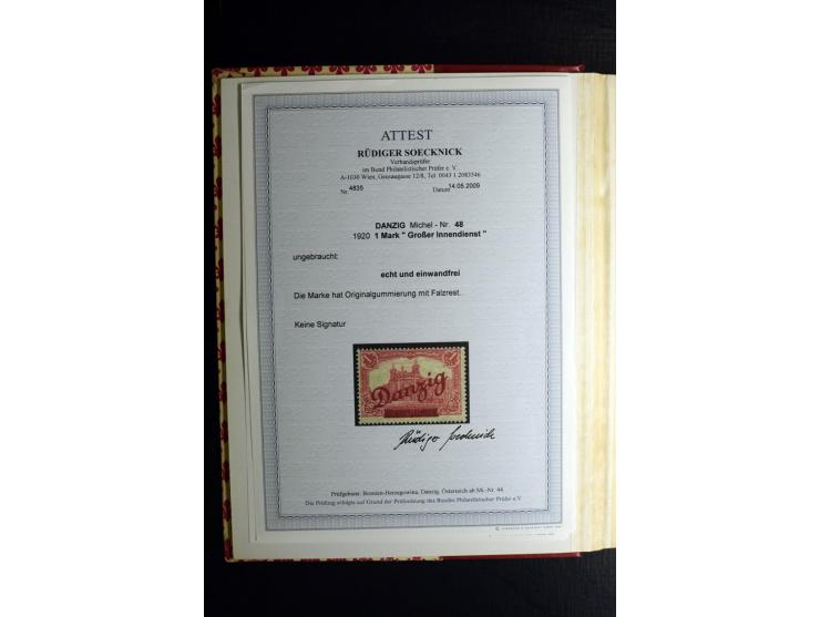 1920/39, postfrische und ungebrauchte Sammlung mit Mi.-Nr. 32-40 und 47-49, 4 Fotoatteste Soecknick BPP