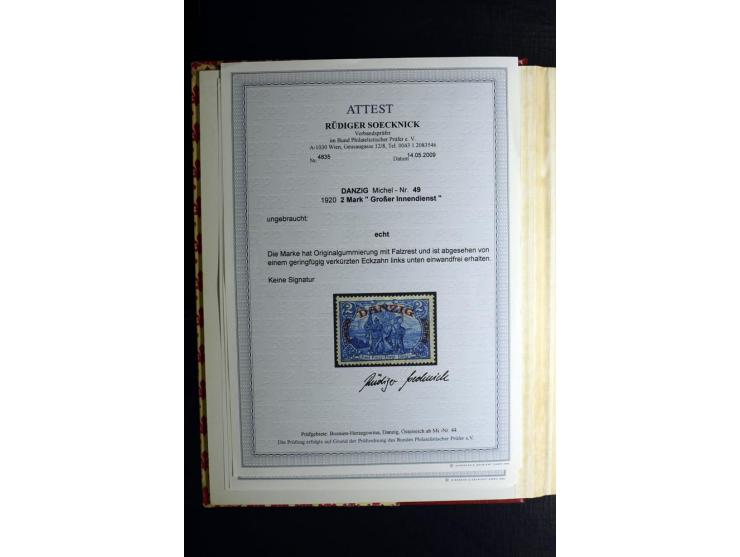 1920/39, postfrische und ungebrauchte Sammlung mit Mi.-Nr. 32-40 und 47-49, 4 Fotoatteste Soecknick BPP