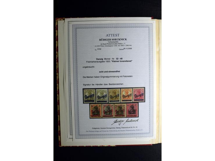 1920/39, postfrische und ungebrauchte Sammlung mit Mi.-Nr. 32-40 und 47-49, 4 Fotoatteste Soecknick BPP