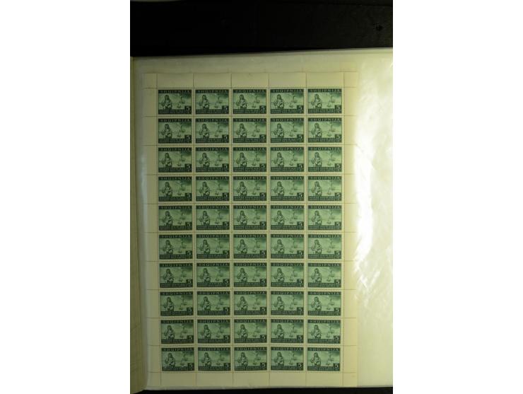 1944, Bombengeschädigte 5 Q.-3 Fr., 100 postfrische Sätze im Originalbogen (Mi.-Nr. 15-21; Mi. 7.000,-)