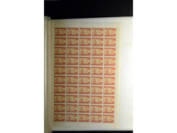 1944, Bombengeschädigte 5 Q.-3 Fr., 100 postfrische Sätze im Originalbogen (Mi.-Nr. 15-21; Mi. 7.000,-)