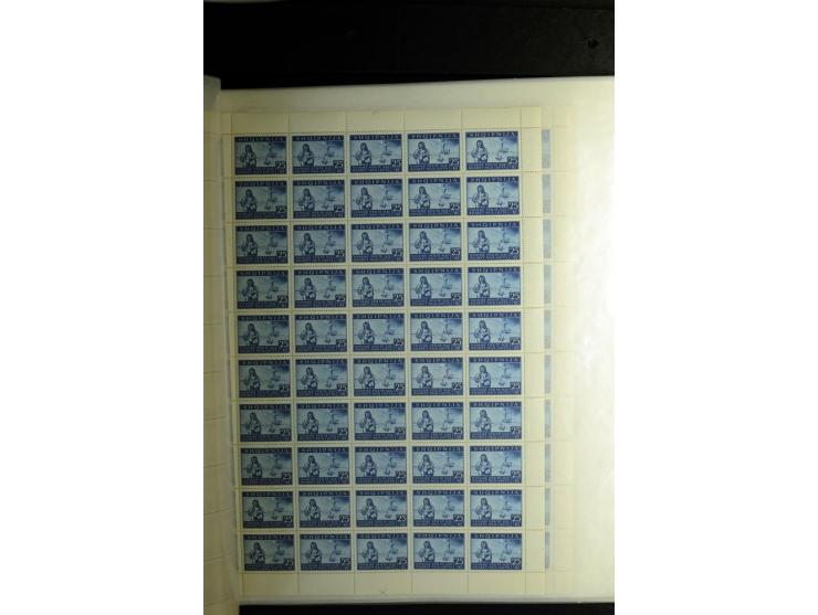1944, Bombengeschädigte 5 Q.-3 Fr., 100 postfrische Sätze im Originalbogen (Mi.-Nr. 15-21; Mi. 7.000,-)