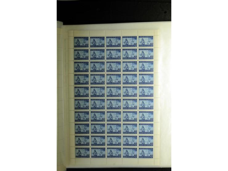 1944, Bombengeschädigte 5 Q.-3 Fr., 100 postfrische Sätze im Originalbogen (Mi.-Nr. 15-21; Mi. 7.000,-)